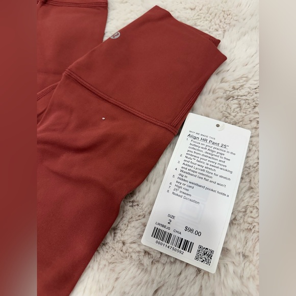 NWT Lululemon Align HR 25” in Chianti - US 2 - Picture 2 of 4